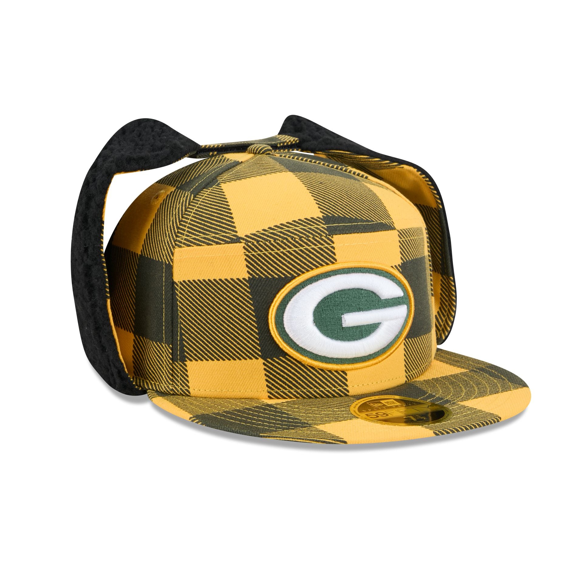 Green Bay Packers Plaid Split Panel Dog Ear 59FIFTY Fitted Hat