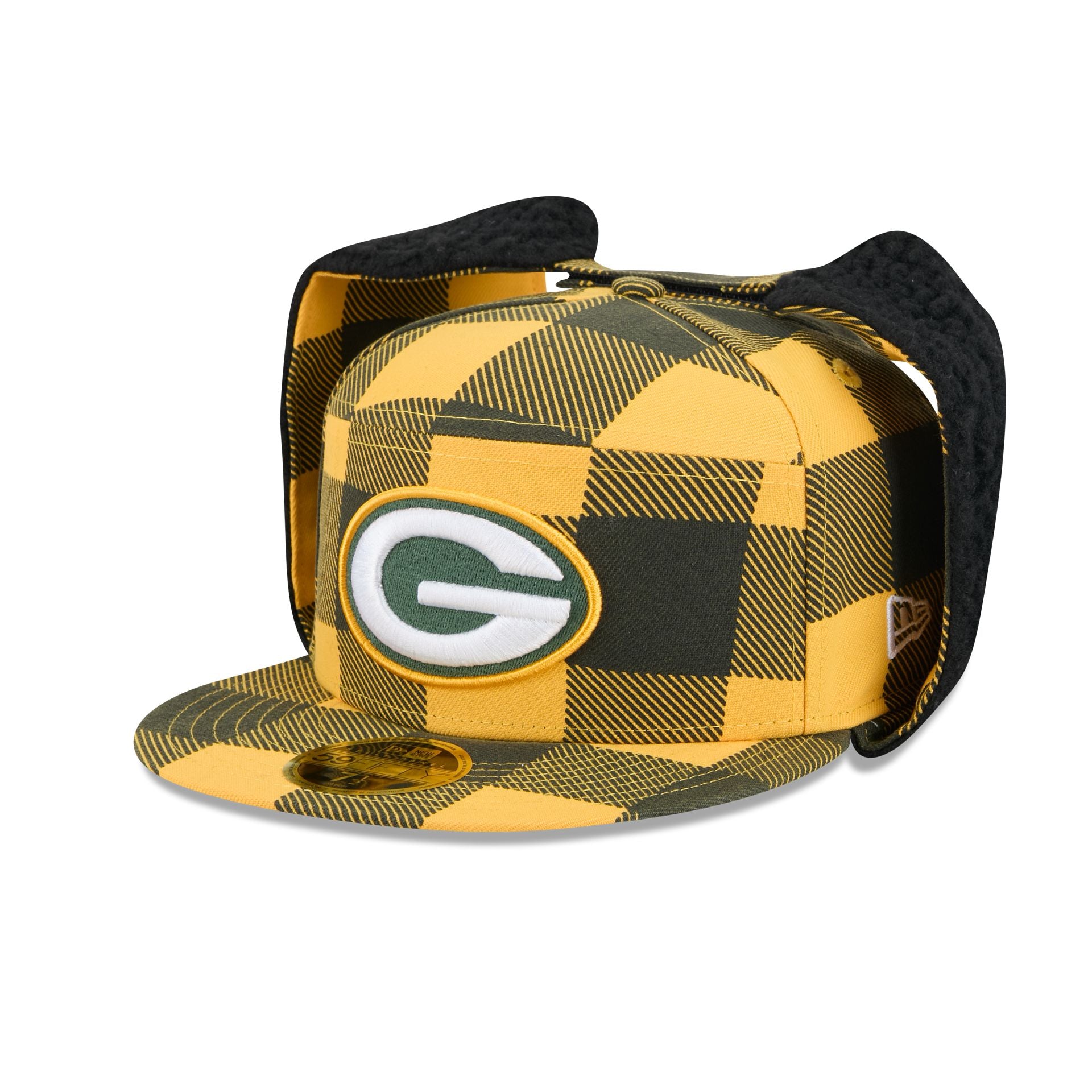 Green Bay Packers Plaid Split Panel Dog Ear 59FIFTY Fitted Hat
