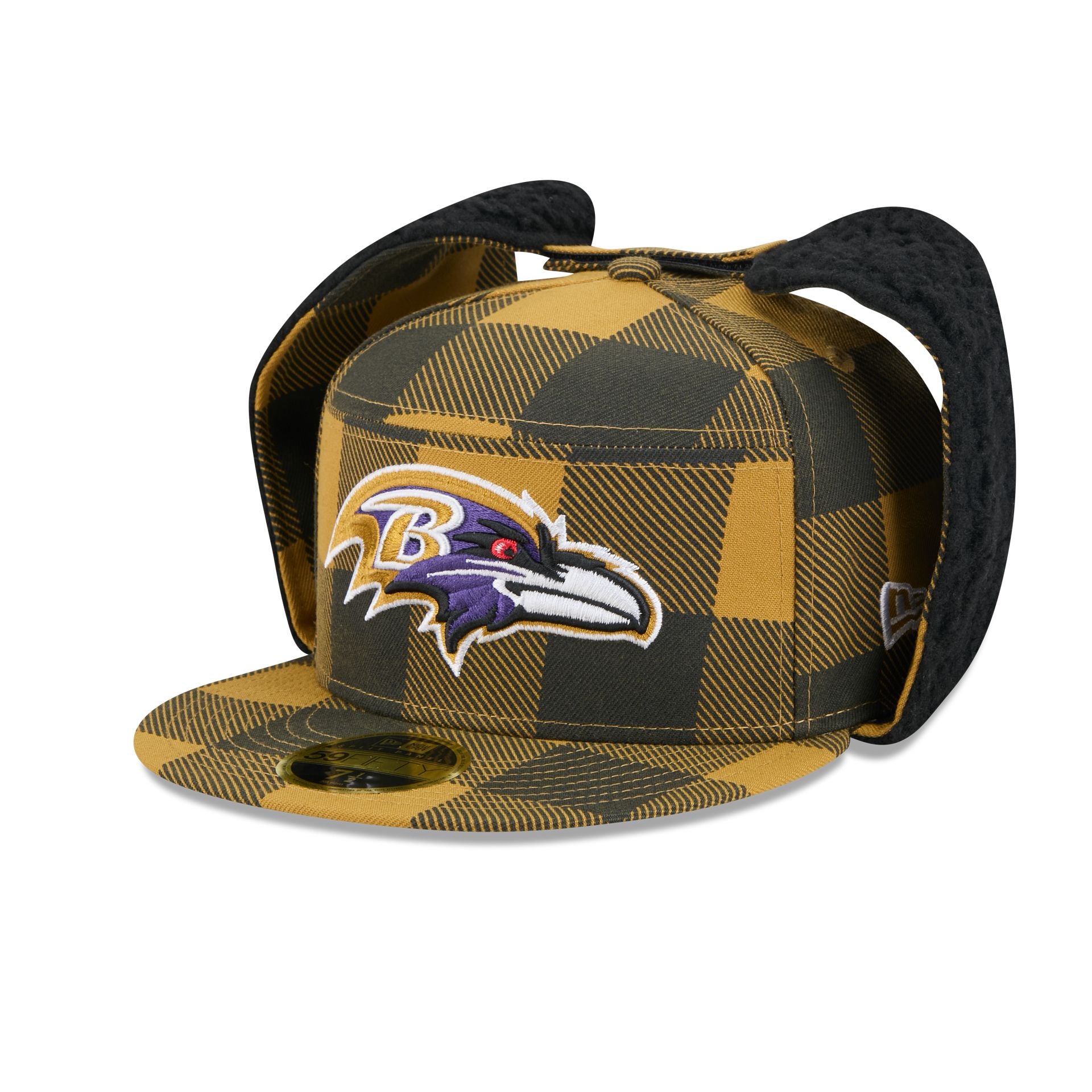 Baltimore Ravens Plaid Split Panel Dog Ear 59FIFTY Fitted Hat