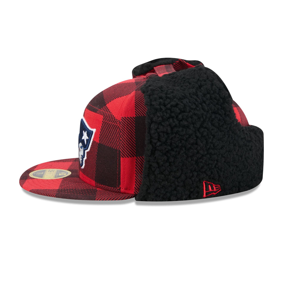 New England Patriots Plaid Split Panel Dog Ear 59FIFTY Fitted Hat
