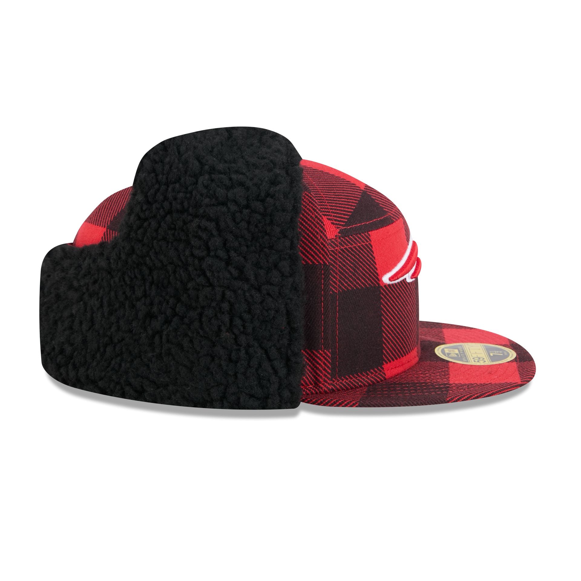 New England Patriots Plaid Split Panel Dog Ear 59FIFTY Fitted Hat