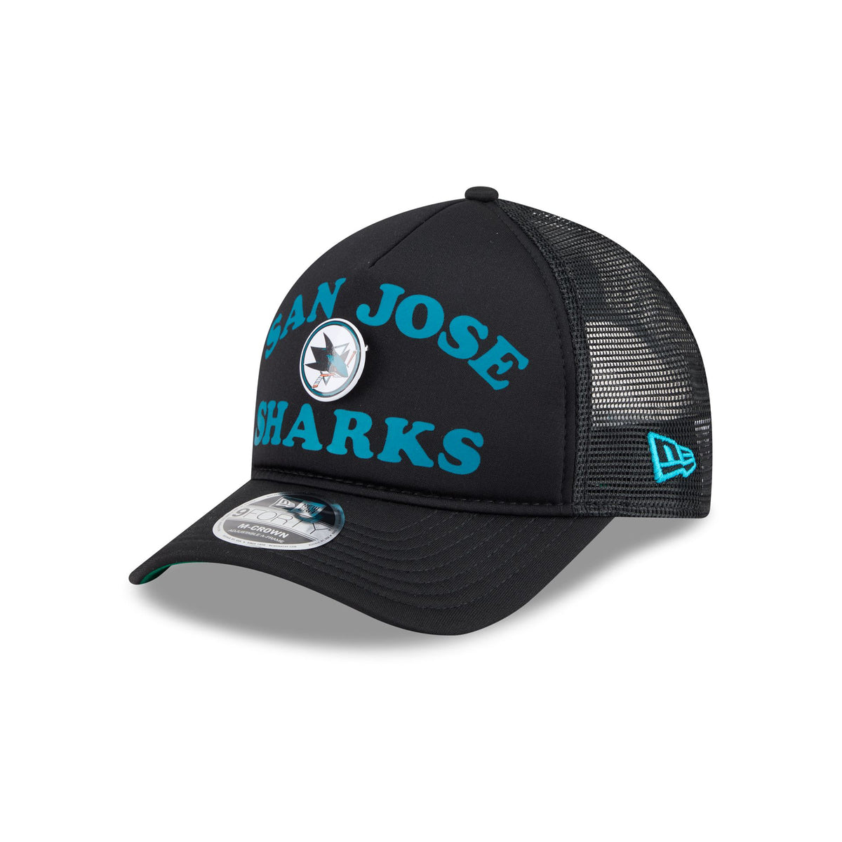 San Jose Sharks Button 9FORTY M-Crown A-Frame Trucker Hat