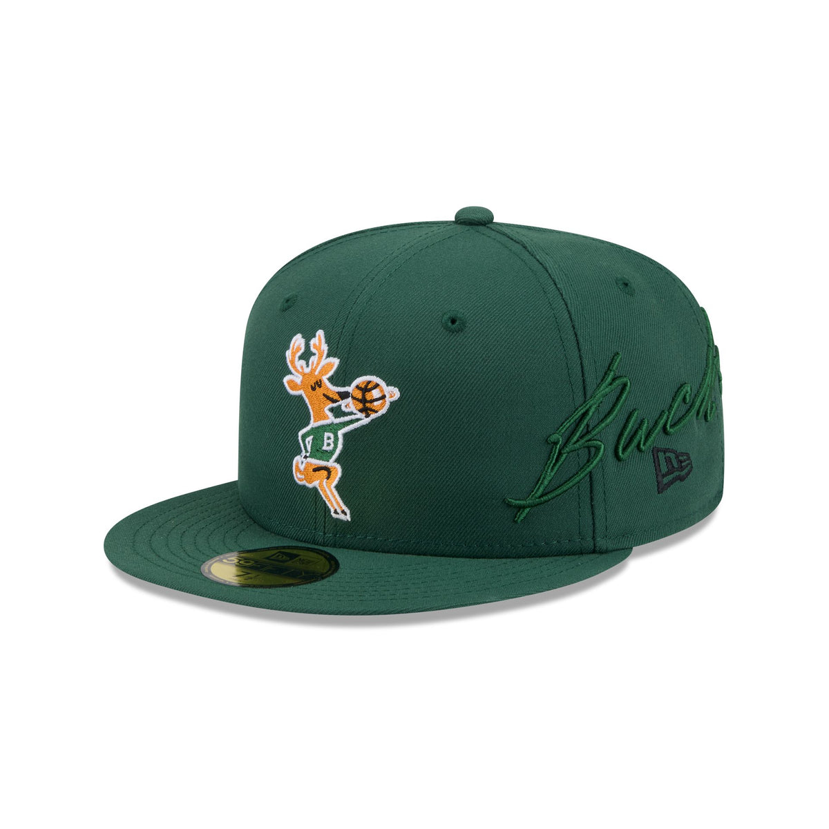 Milwaukee Bucks Side Script 59FIFTY Fitted Hat
