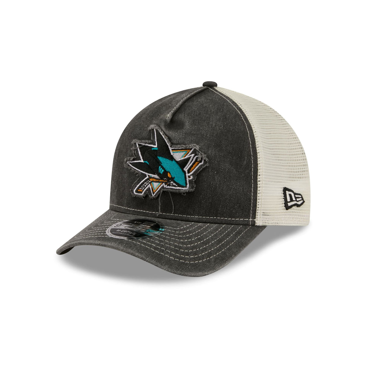 San Jose Sharks Frayed Logo 9FORTY M-Crown A-Frame Trucker Hat