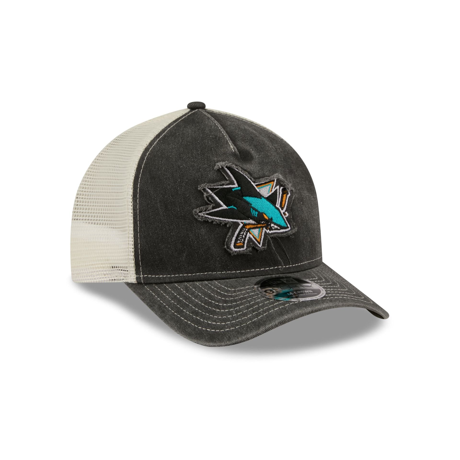 San Jose Sharks Frayed Logo 9FORTY M-Crown A-Frame Trucker Hat
