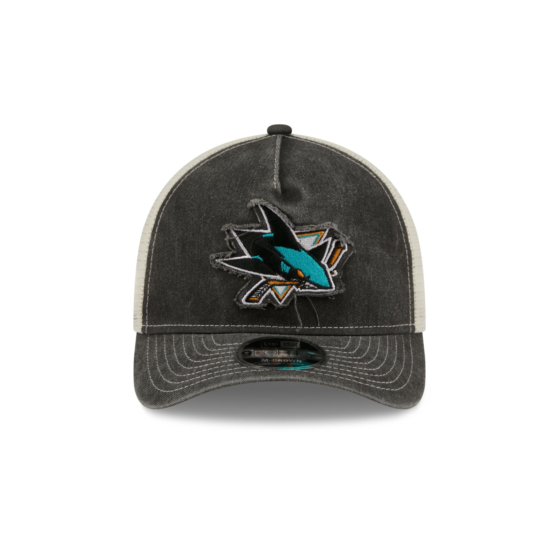 San Jose Sharks Frayed Logo 9FORTY M-Crown A-Frame Trucker Hat