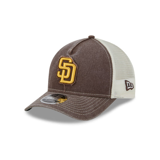 San Diego Padres Frayed Logo 9FORTY M-Crown A-Frame Trucker Hat