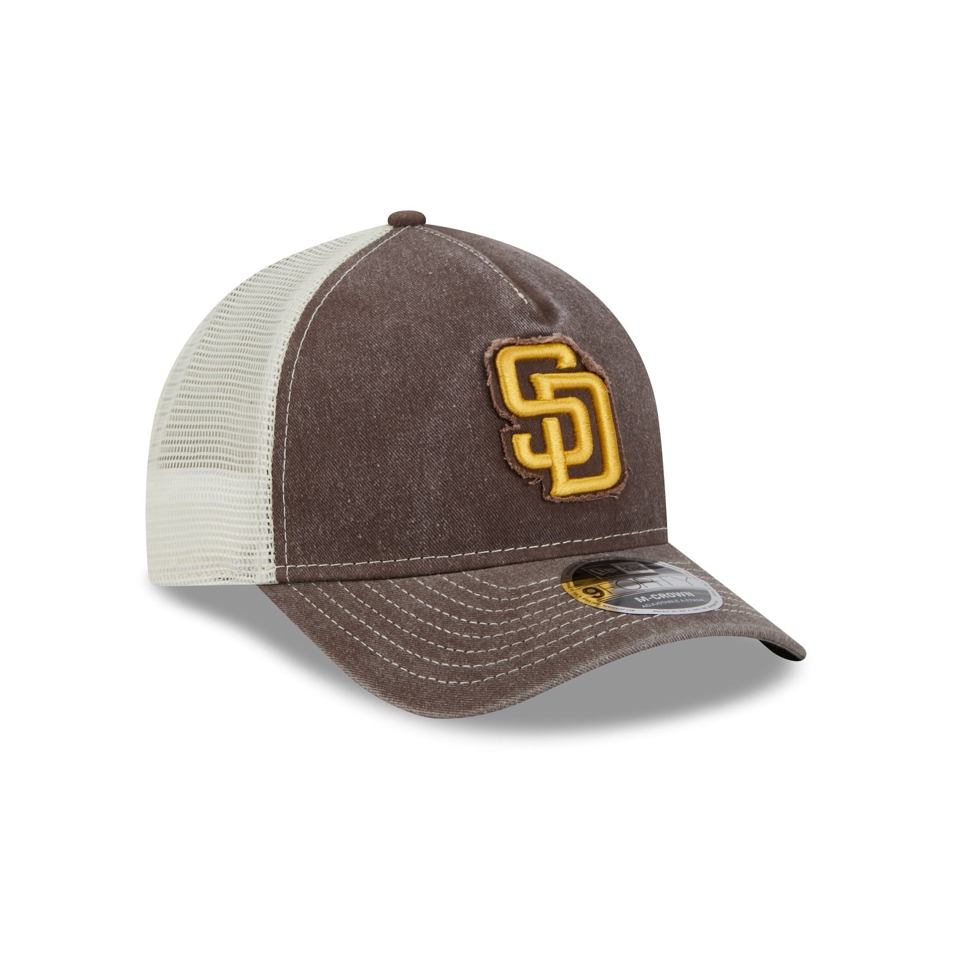 San Diego Padres Frayed Logo 9FORTY M-Crown A-Frame Trucker Hat