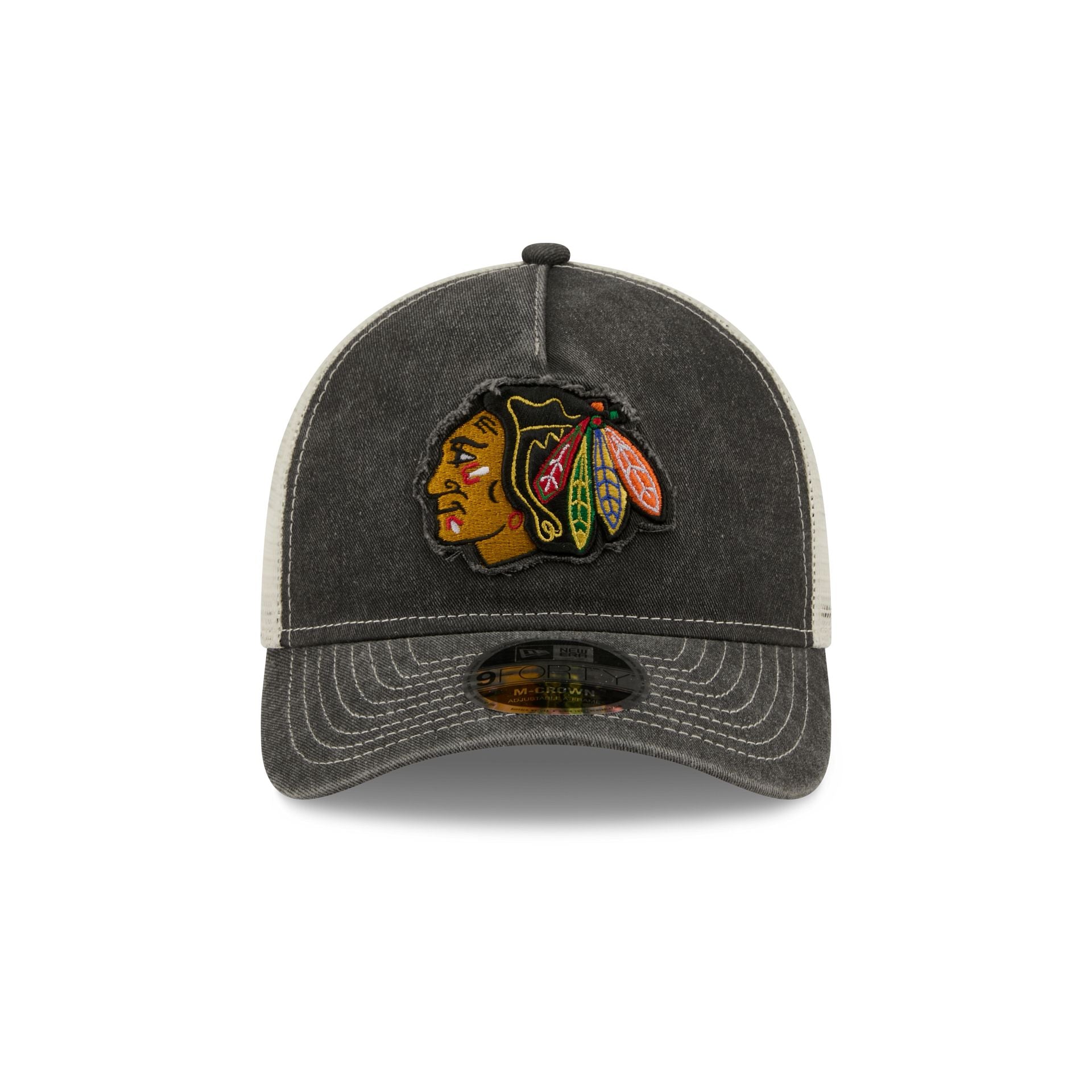 Chicago Blackhawks Frayed Logo 9FORTY M-Crown A-Frame Trucker Hat