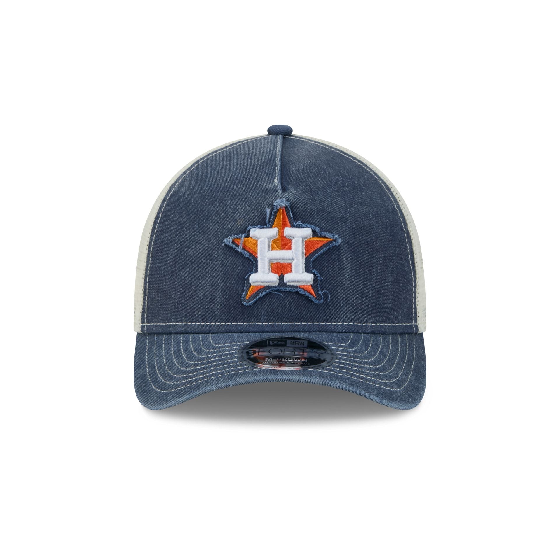 Houston Astros Frayed Logo 9FORTY M-Crown A-Frame Trucker Hat