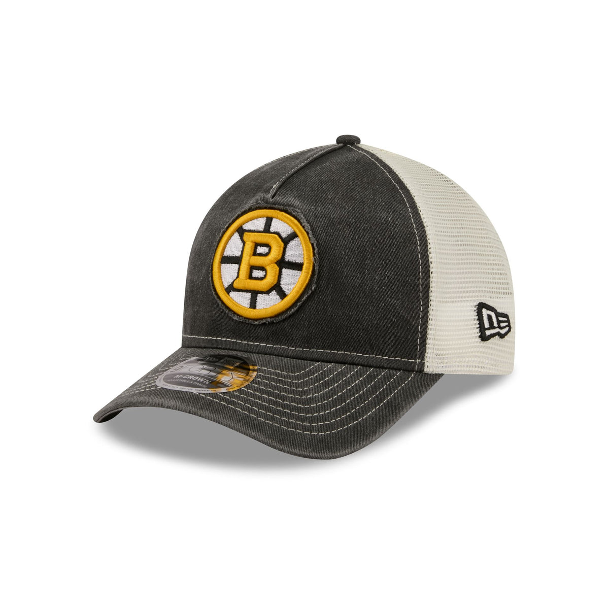 Boston Bruins Frayed Logo 9FORTY M-Crown A-Frame Trucker Hat