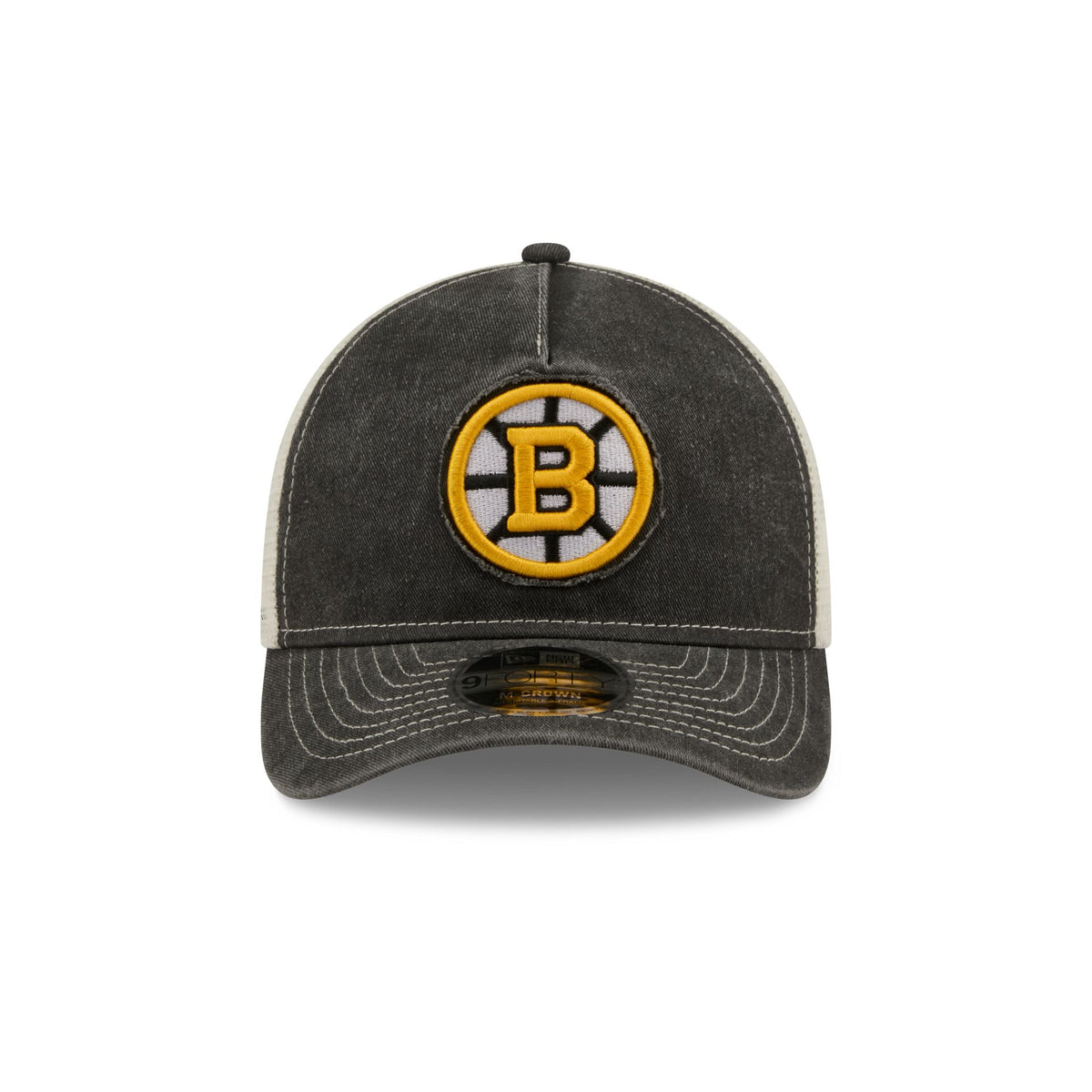 Boston Bruins Frayed Logo 9FORTY M-Crown A-Frame Trucker Hat