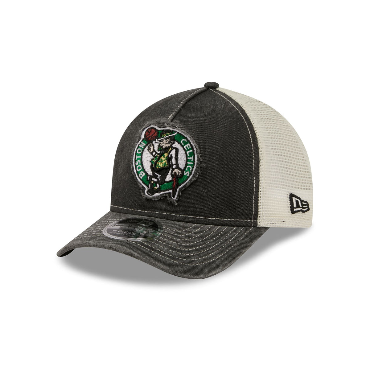 Boston Celtics Frayed Logo 9FORTY M-Crown A-Frame Trucker Hat