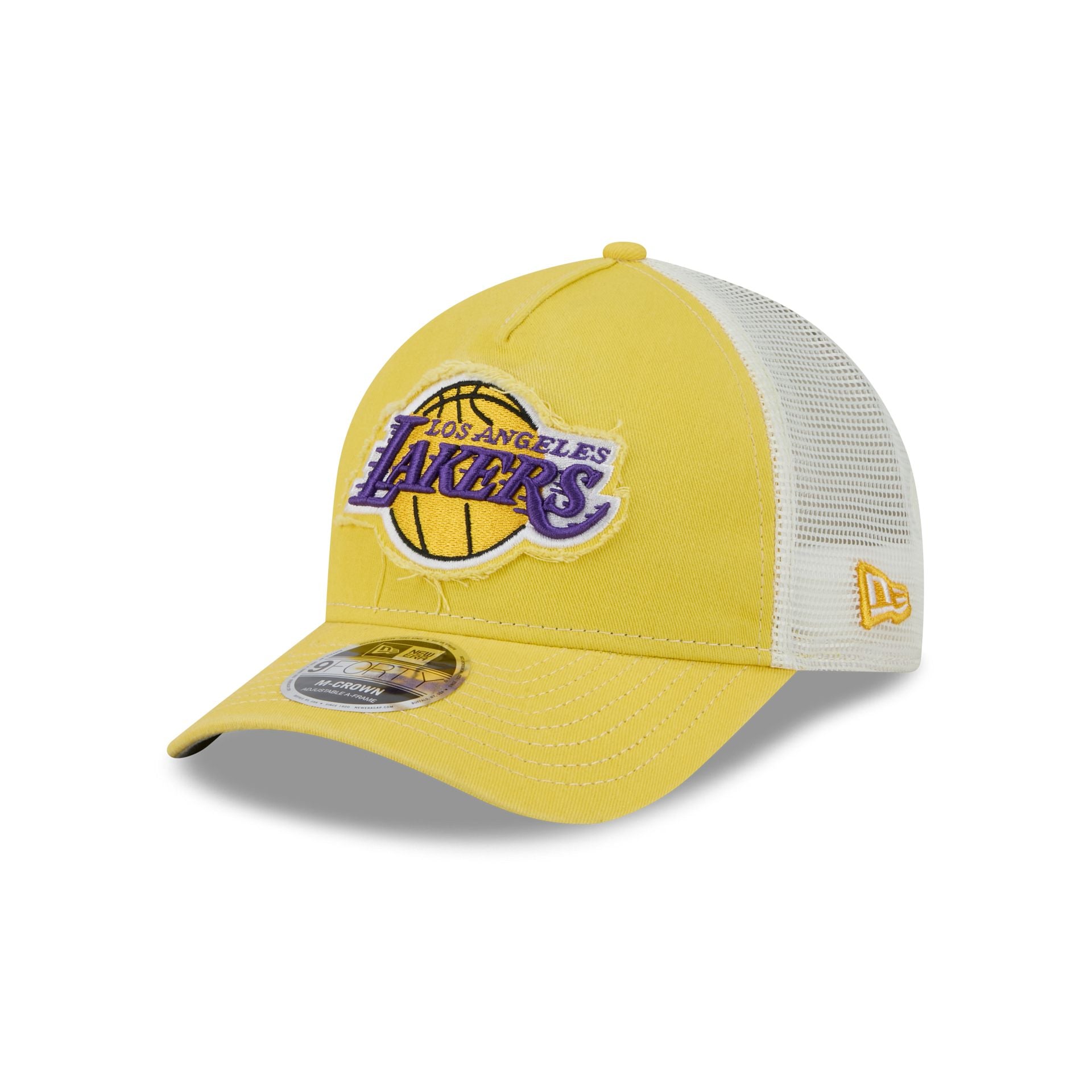 Los Angeles Lakers Frayed Logo 9FORTY M-Crown A-Frame Trucker Hat
