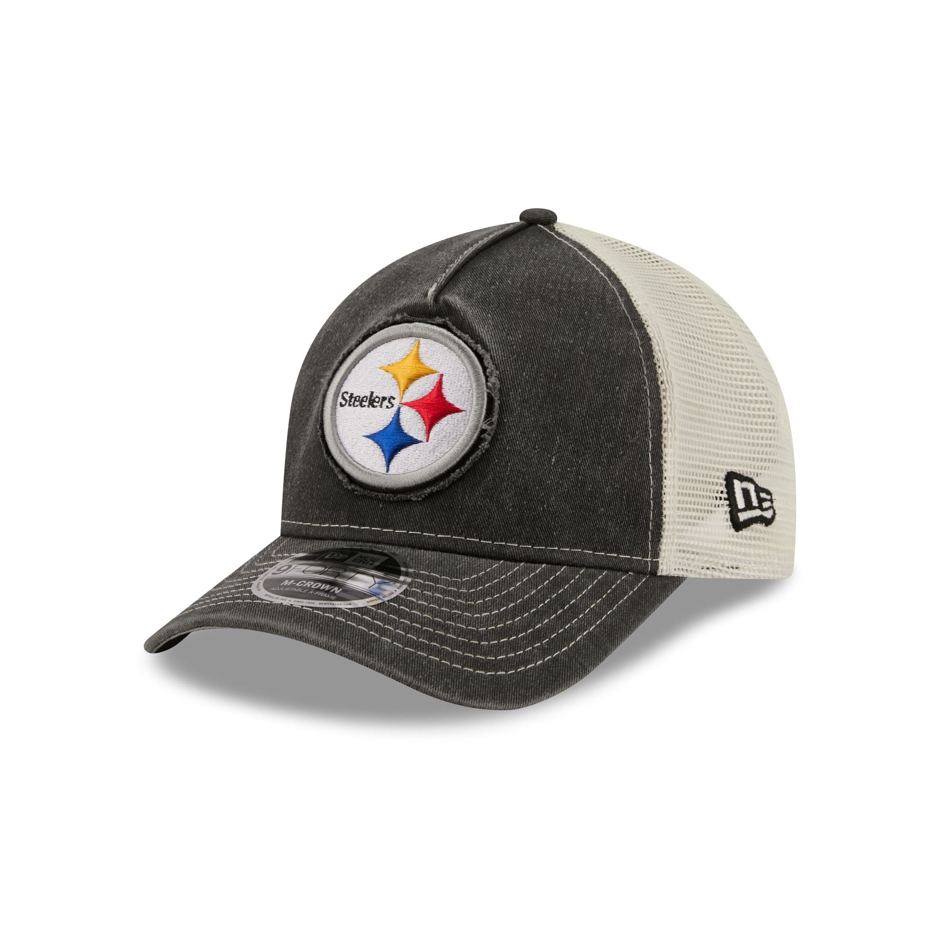 Pittsburgh Steelers Frayed Logo 9FORTY M-Crown A-Frame Trucker Hat