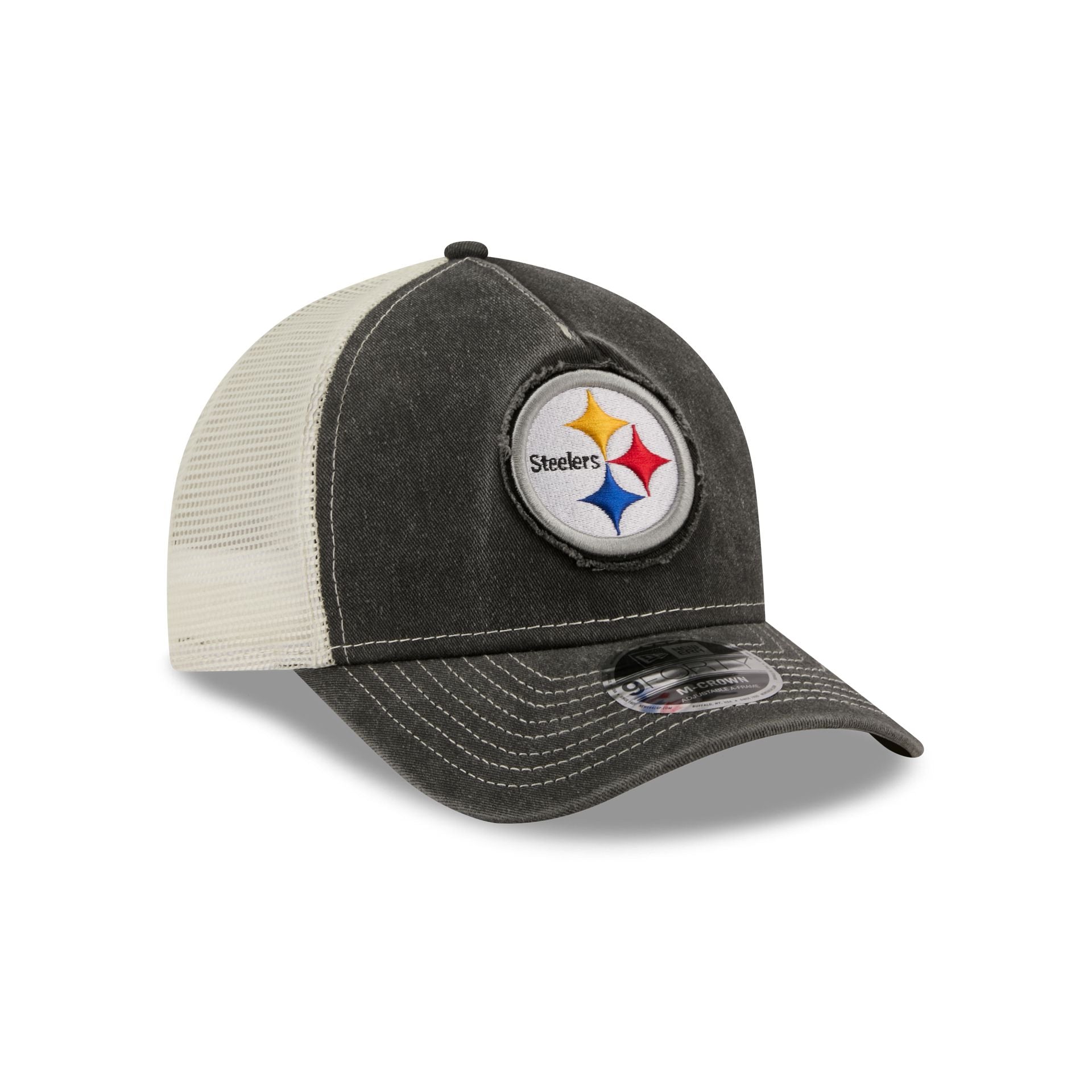 Pittsburgh Steelers Frayed Logo 9FORTY M-Crown A-Frame Trucker Hat