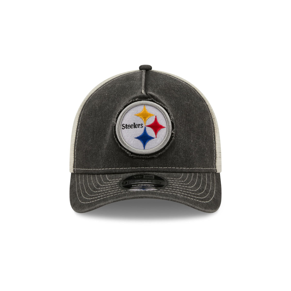 Pittsburgh Steelers Frayed Logo 9FORTY M-Crown A-Frame Trucker Hat