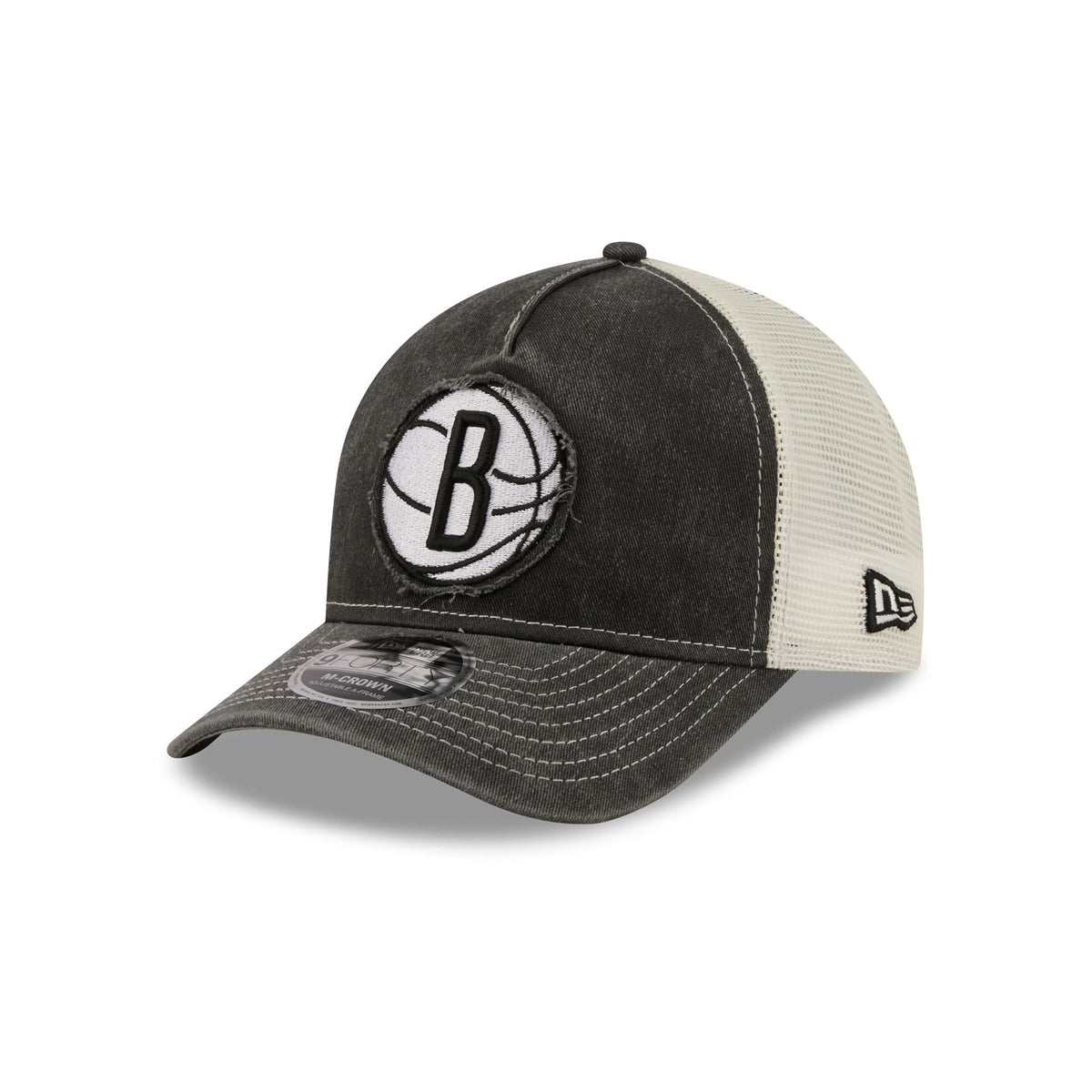 Brooklyn Nets Frayed Logo 9FORTY M-Crown A-Frame Trucker Hat