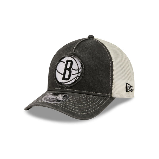 Brooklyn Nets Frayed Logo 9FORTY M-Crown A-Frame Trucker Hat