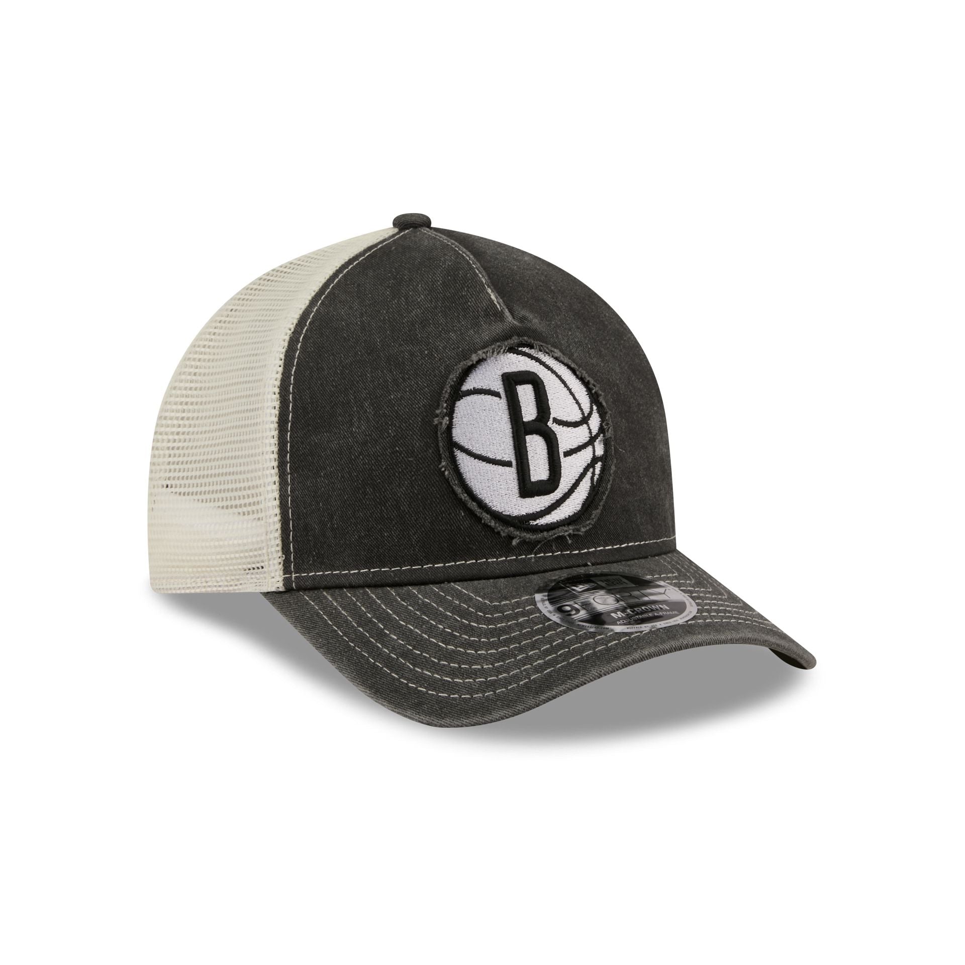 Brooklyn Nets Frayed Logo 9FORTY M-Crown A-Frame Trucker Hat