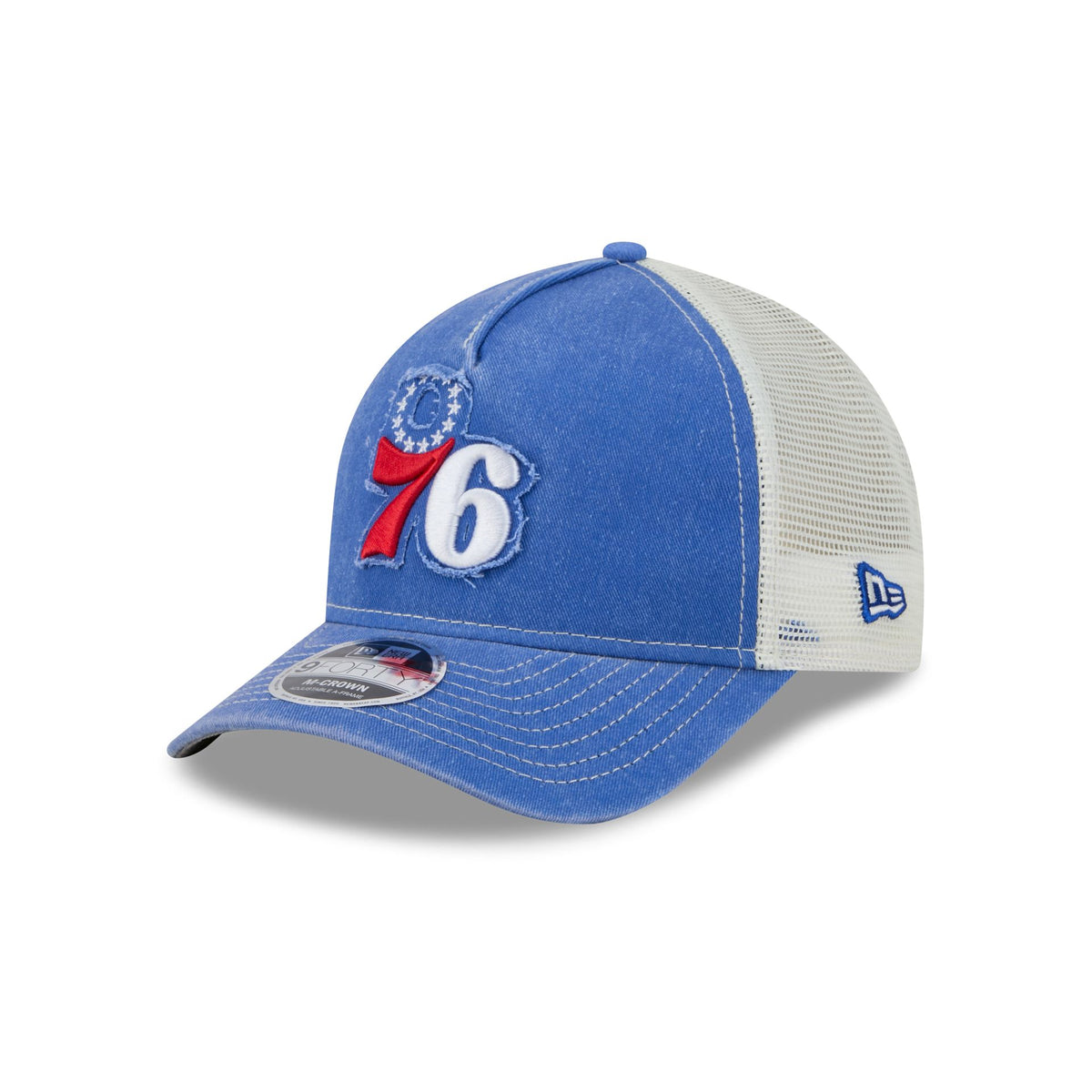 Philadelphia 76ers Frayed Logo 9FORTY M-Crown A-Frame Trucker Hat