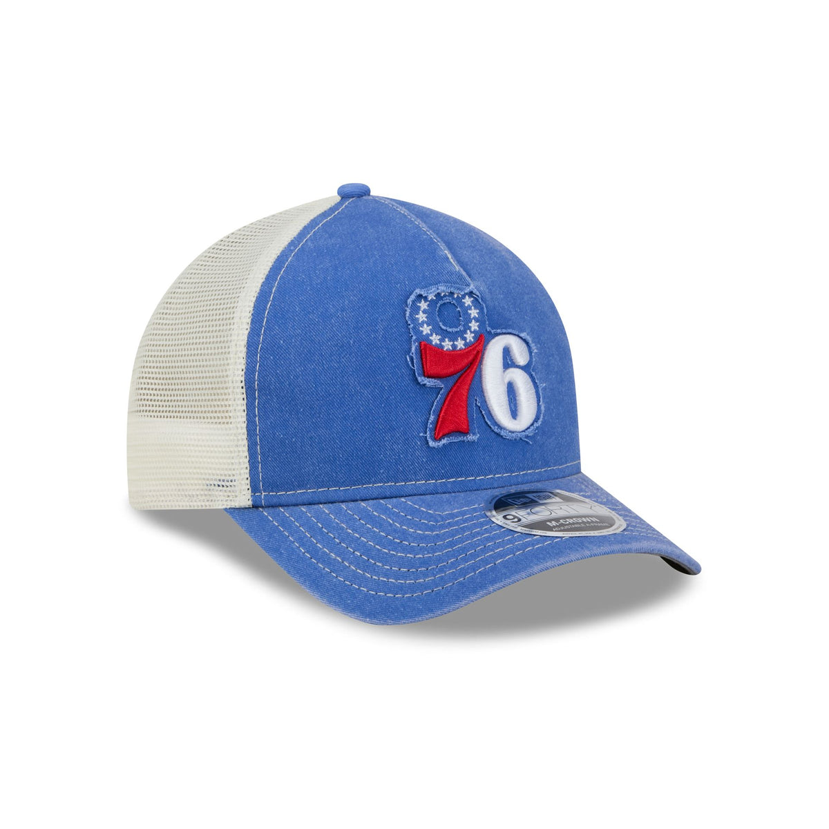 Philadelphia 76ers Frayed Logo 9FORTY M-Crown A-Frame Trucker Hat