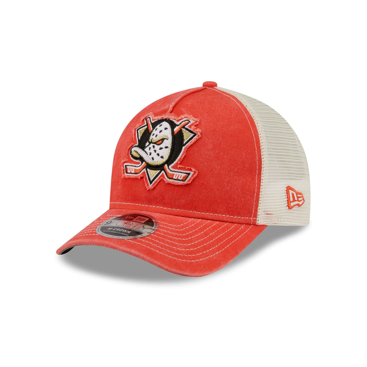 Anaheim Ducks Frayed Logo 9FORTY M-Crown A-Frame Trucker Hat