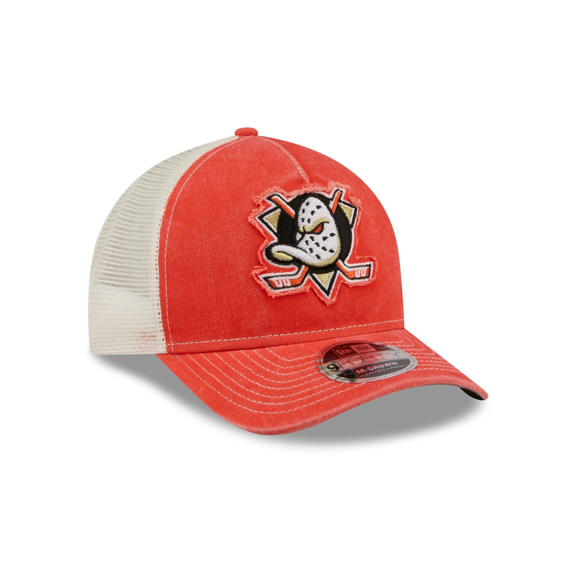 Anaheim Ducks Frayed Logo 9FORTY M-Crown A-Frame Trucker Hat