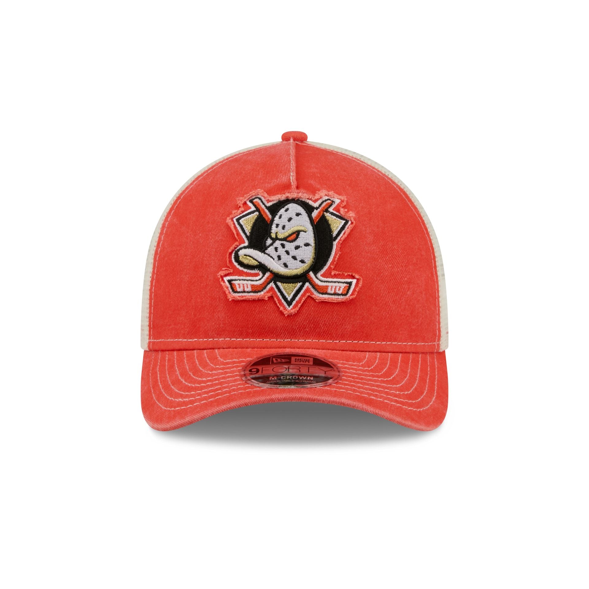 Anaheim Ducks Frayed Logo 9FORTY M-Crown A-Frame Trucker Hat