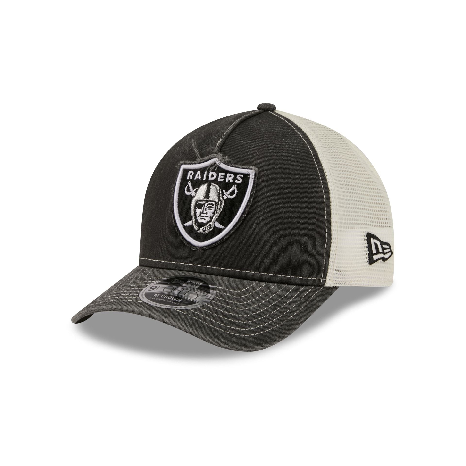 Las Vegas Raiders Frayed Logo 9FORTY M-Crown A-Frame Trucker Hat