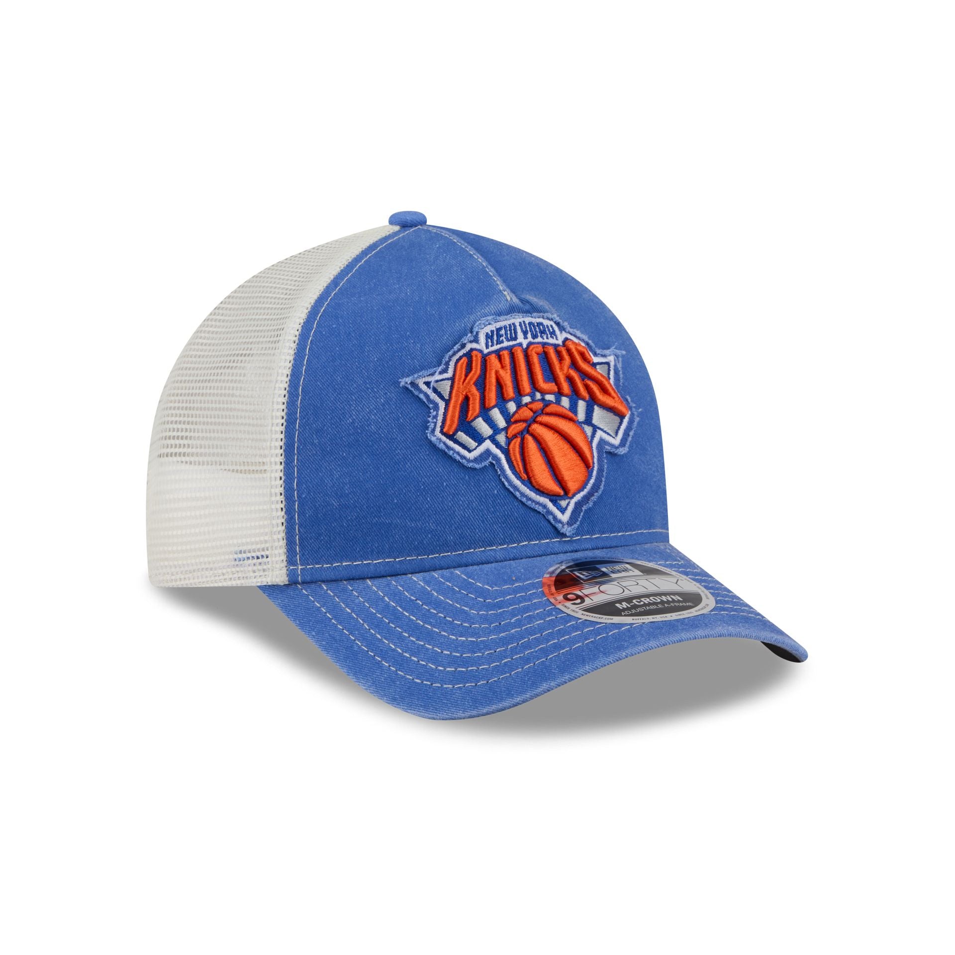 New York Knicks Frayed Logo 9FORTY M-Crown A-Frame Trucker Hat