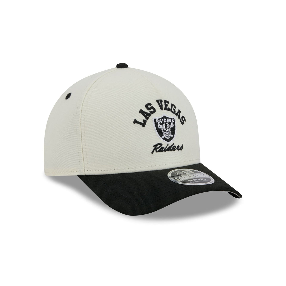 Las Vegas Raiders Arched Graphic Chrome White 9FORTY M-Crown A-Frame Snapback Hat