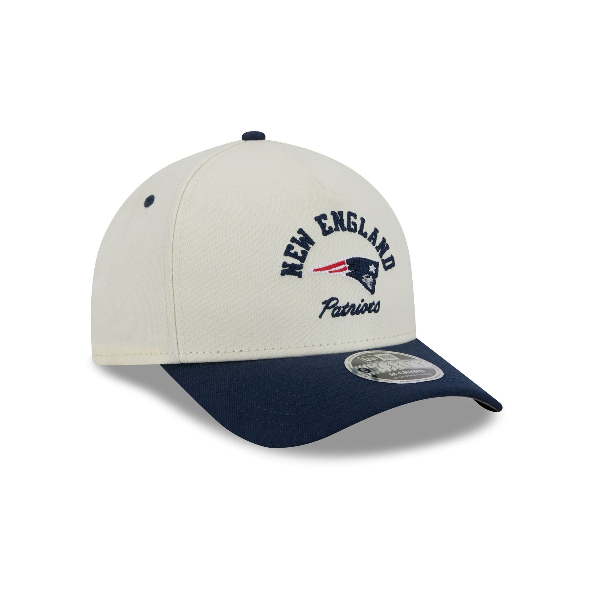 New England Patriots Arched Graphic Chrome White 9FORTY M-Crown A-Frame Snapback Hat