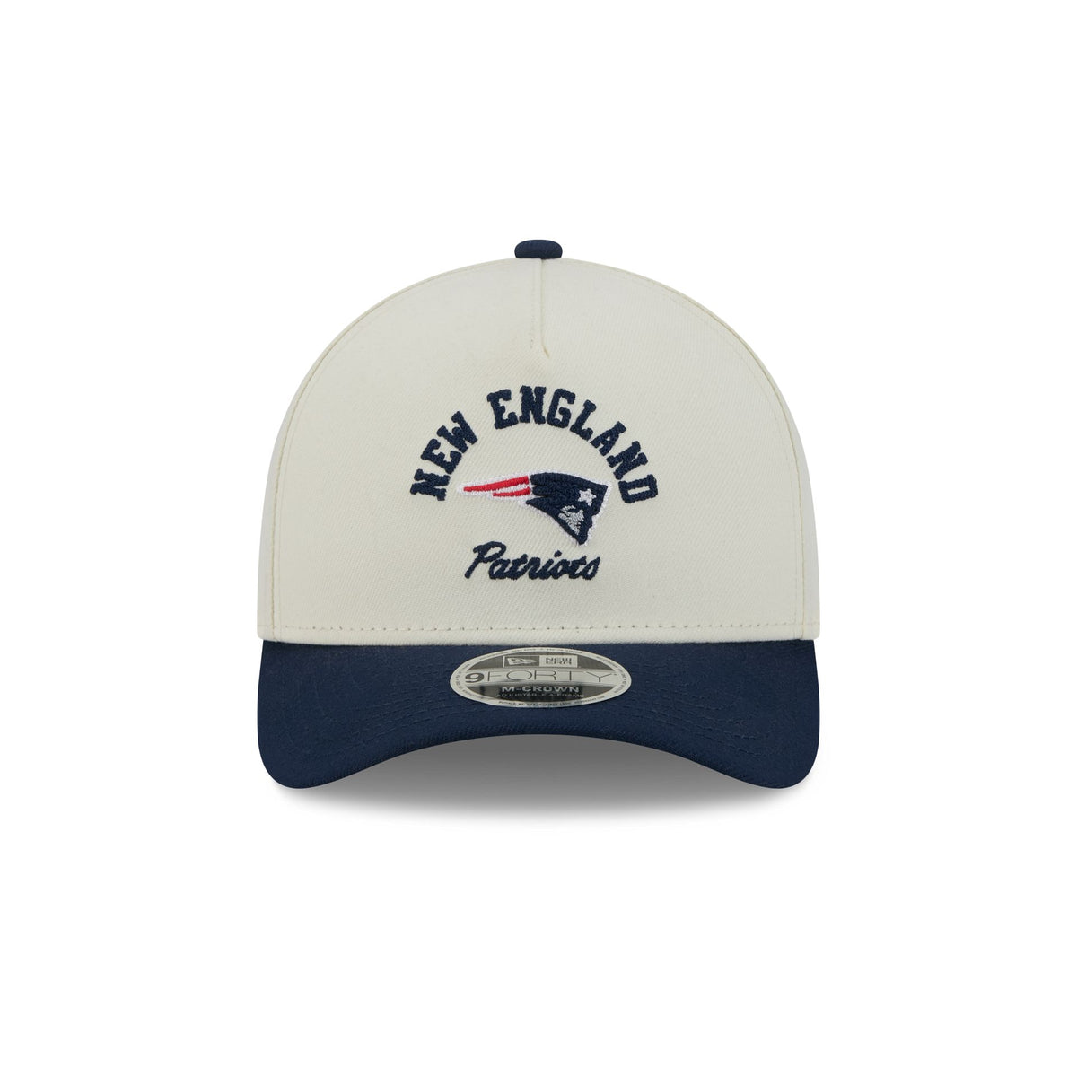 New England Patriots Arched Graphic Chrome White 9FORTY M-Crown A-Frame Snapback Hat