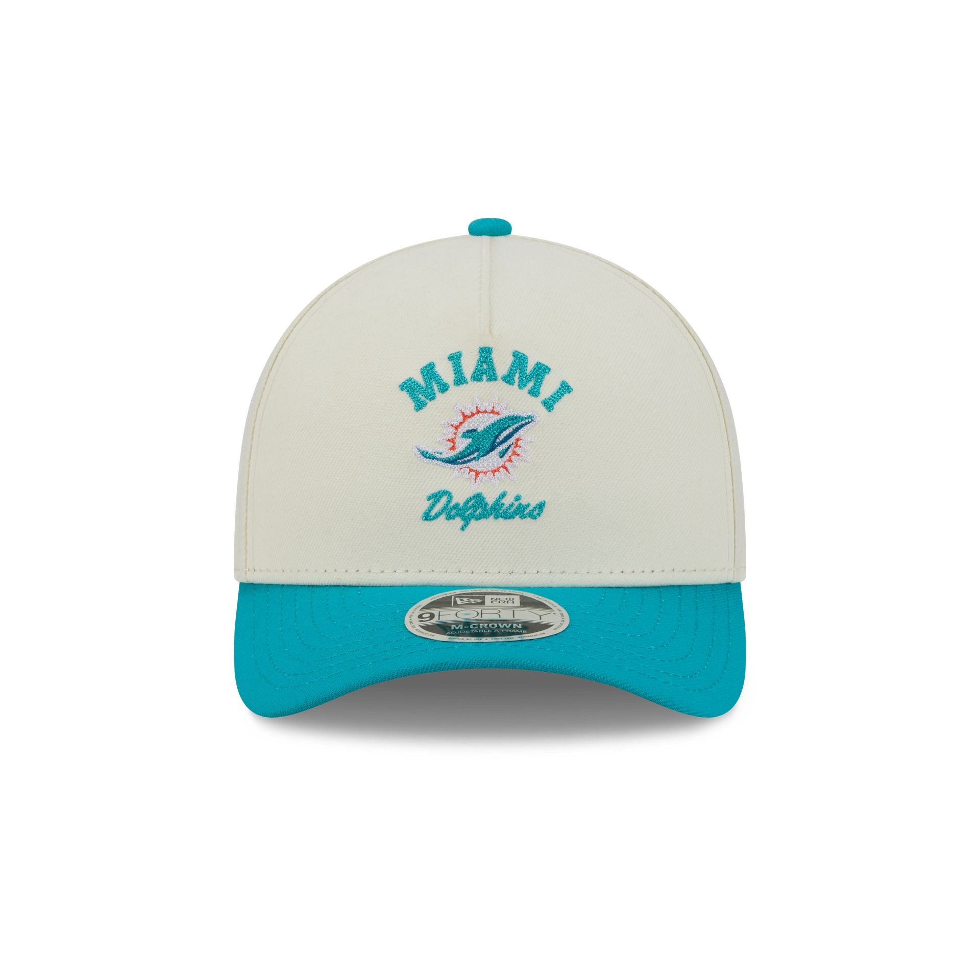 Miami Dolphins Arched Graphic Chrome White 9FORTY M-Crown A-Frame Snapback Hat