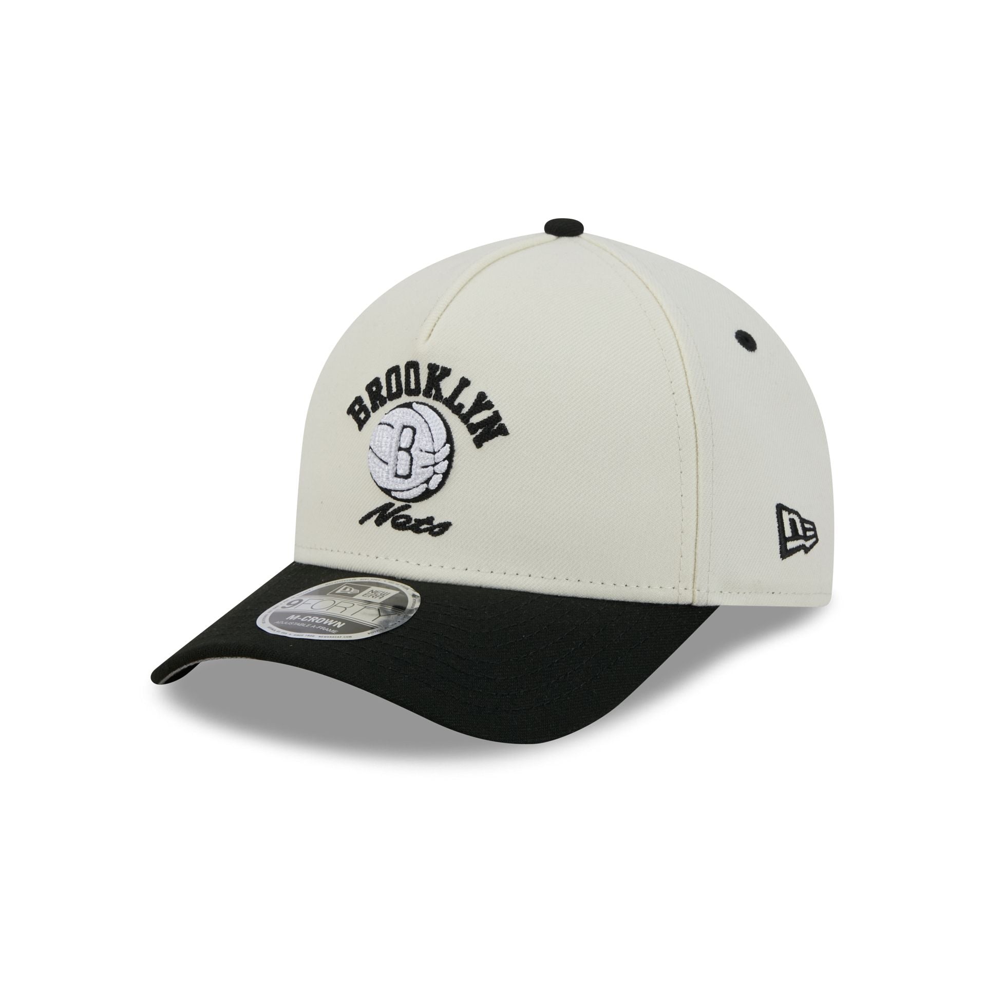 Brooklyn Nets Arched Graphic Chrome White 9FORTY M-Crown A-Frame Snapback Hat