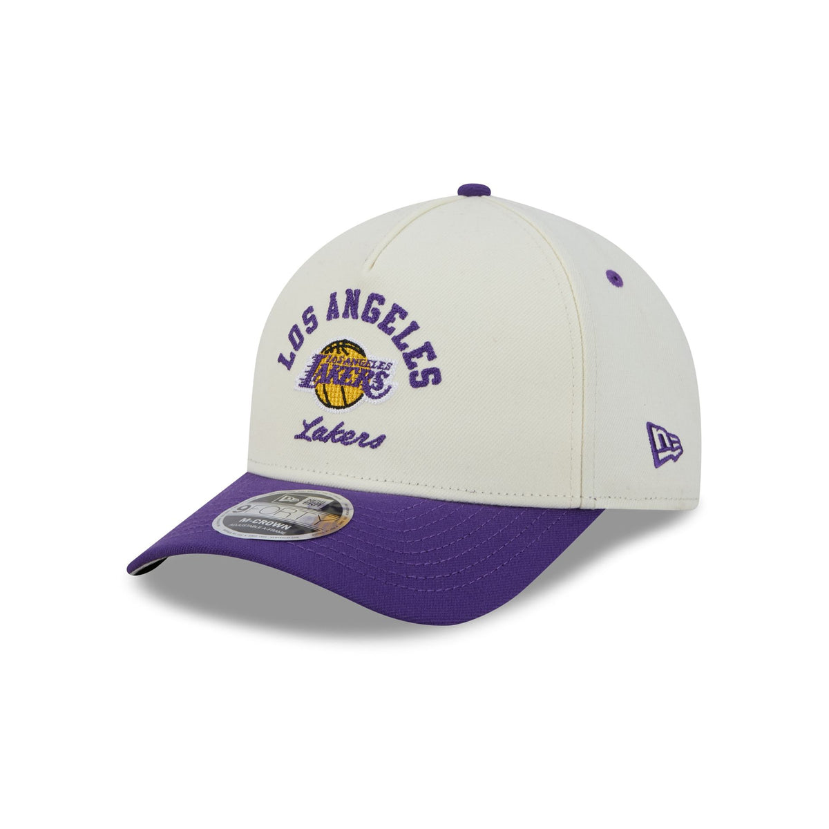 Los Angeles Lakers Arched Graphic Chrome White 9FORTY M-Crown A-Frame Snapback Hat