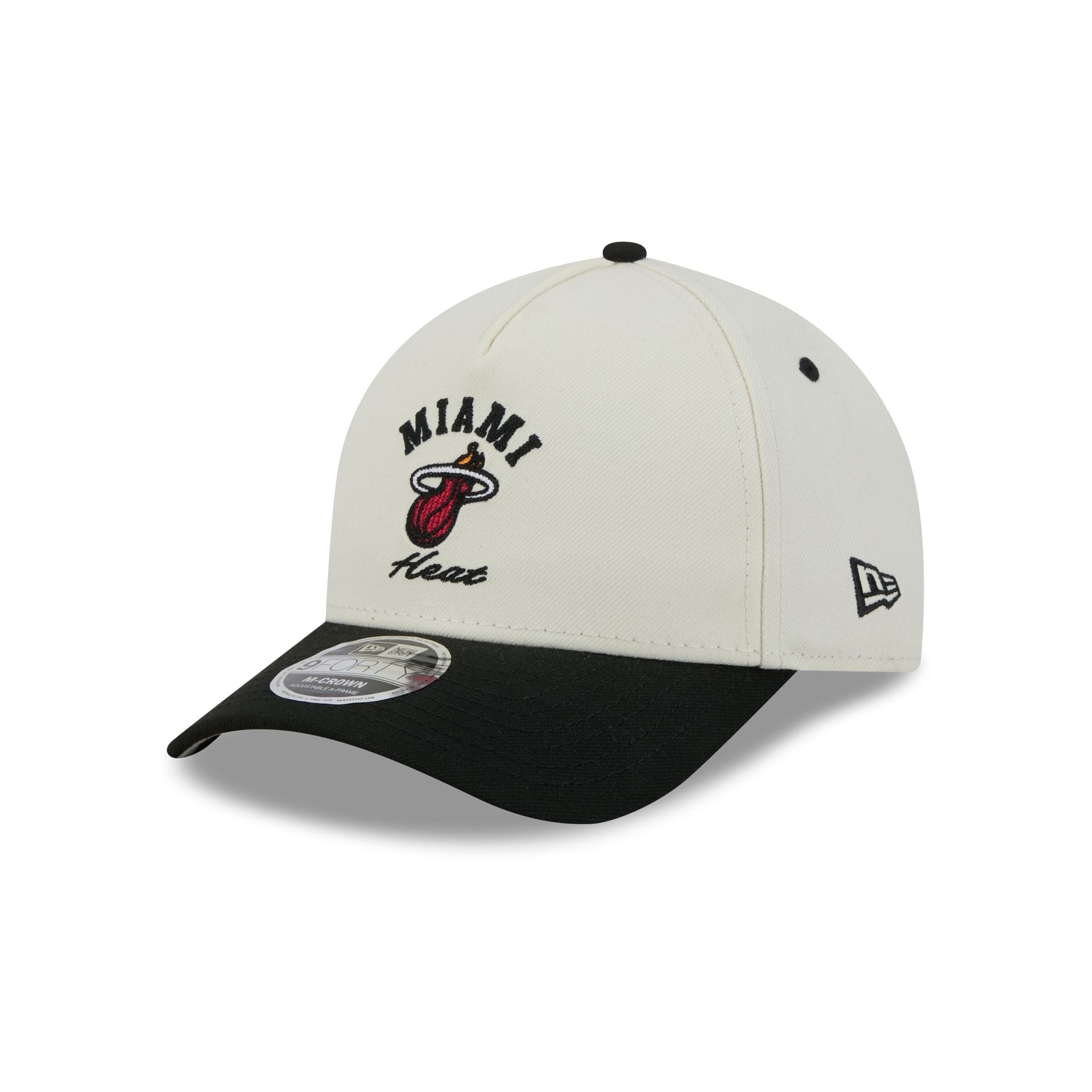 Miami Heat Arched Graphic Chrome White 9FORTY M-Crown A-Frame Snapback Hat