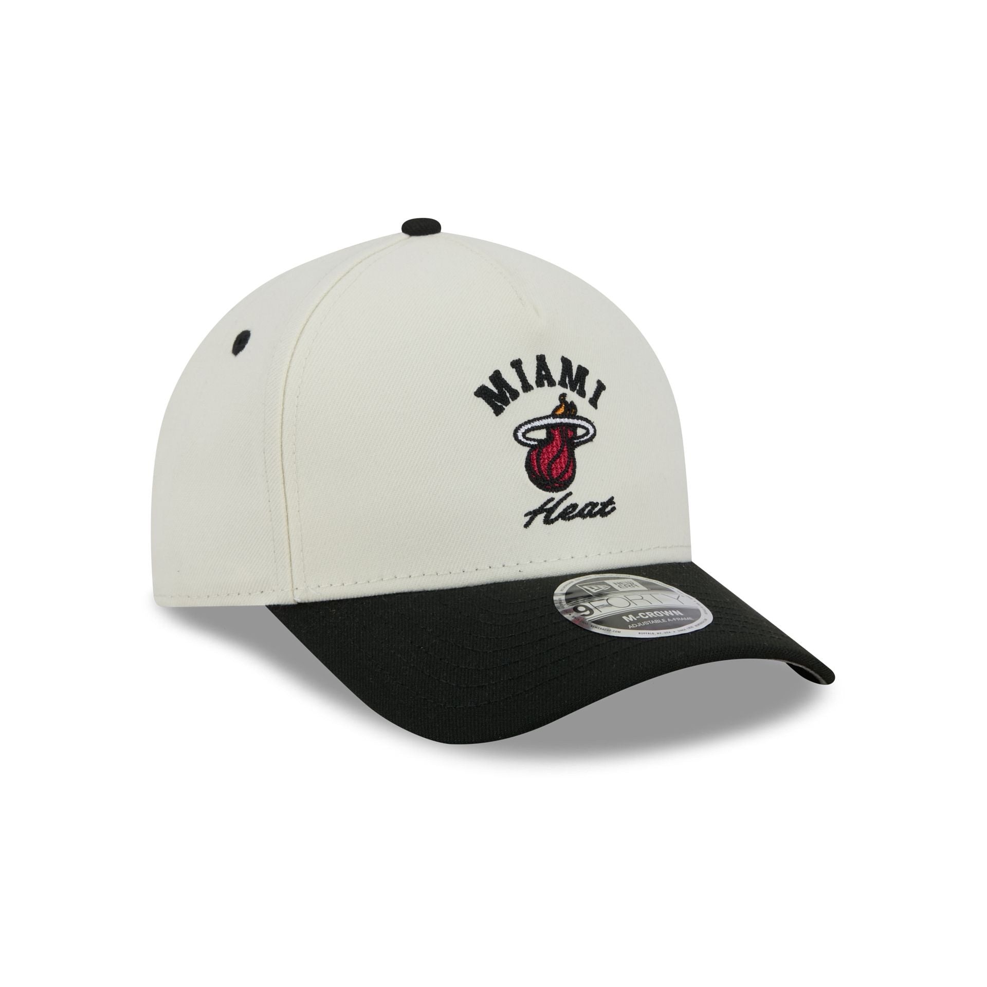 Miami Heat Arched Graphic Chrome White 9FORTY M-Crown A-Frame Snapback Hat