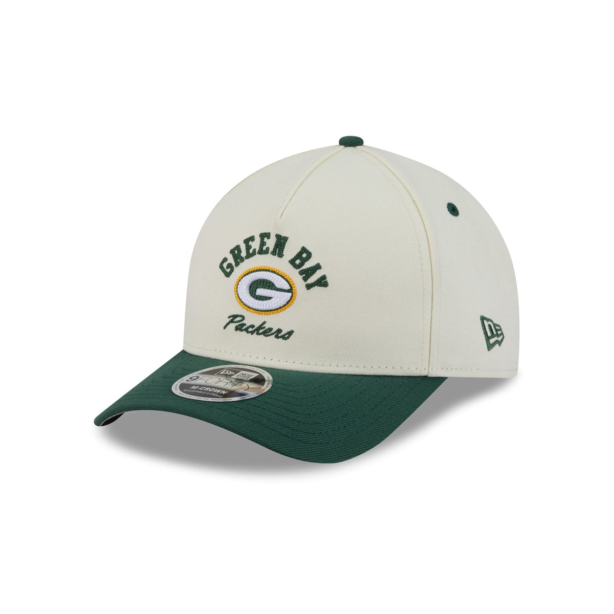 Green Bay Packers Arched Graphic Chrome White 9FORTY M-Crown A-Frame Snapback Hat