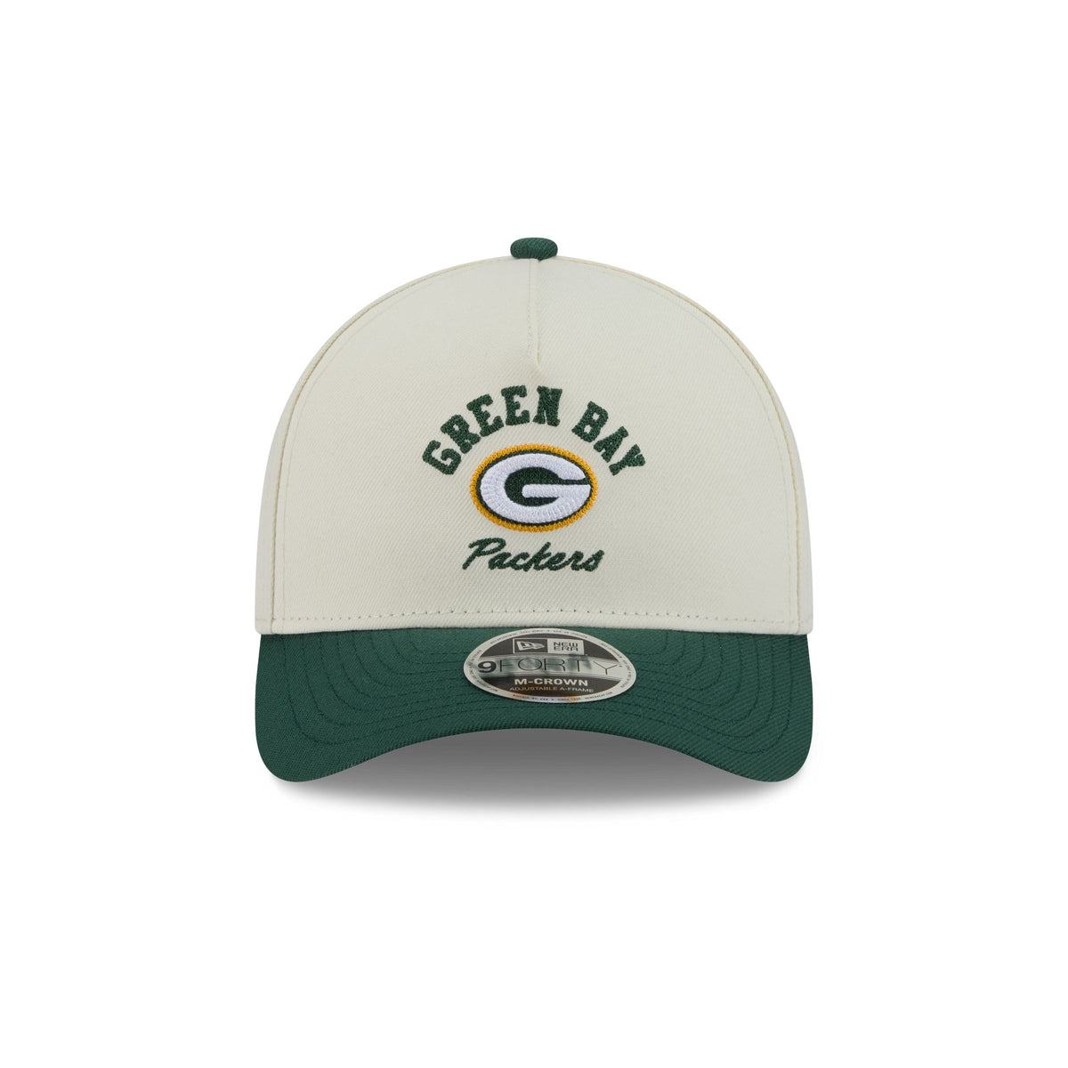 Green Bay Packers Arched Graphic Chrome White 9FORTY M-Crown A-Frame Snapback Hat