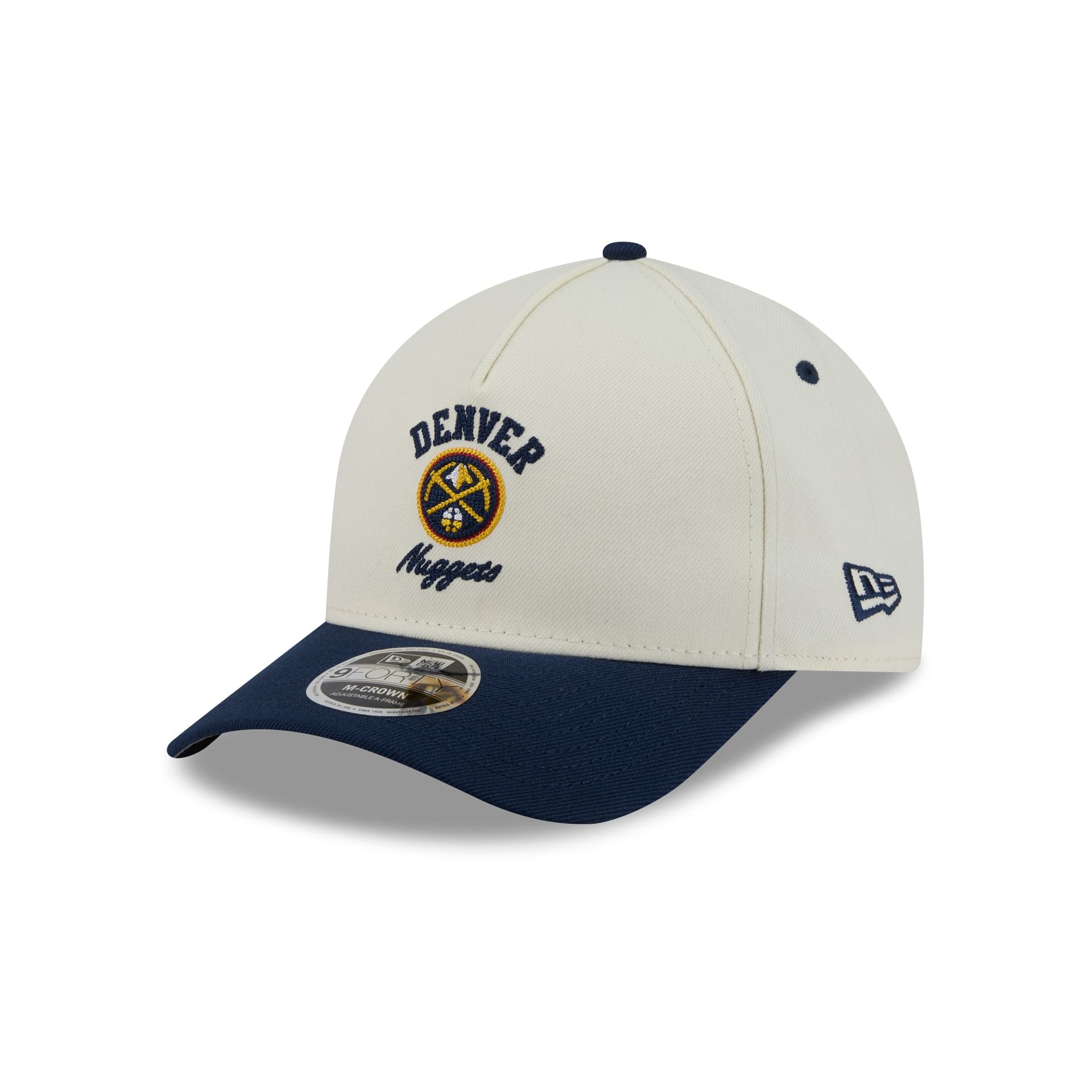 Denver Nuggets Arched Graphic Chrome White 9FORTY M-Crown A-Frame Snapback Hat