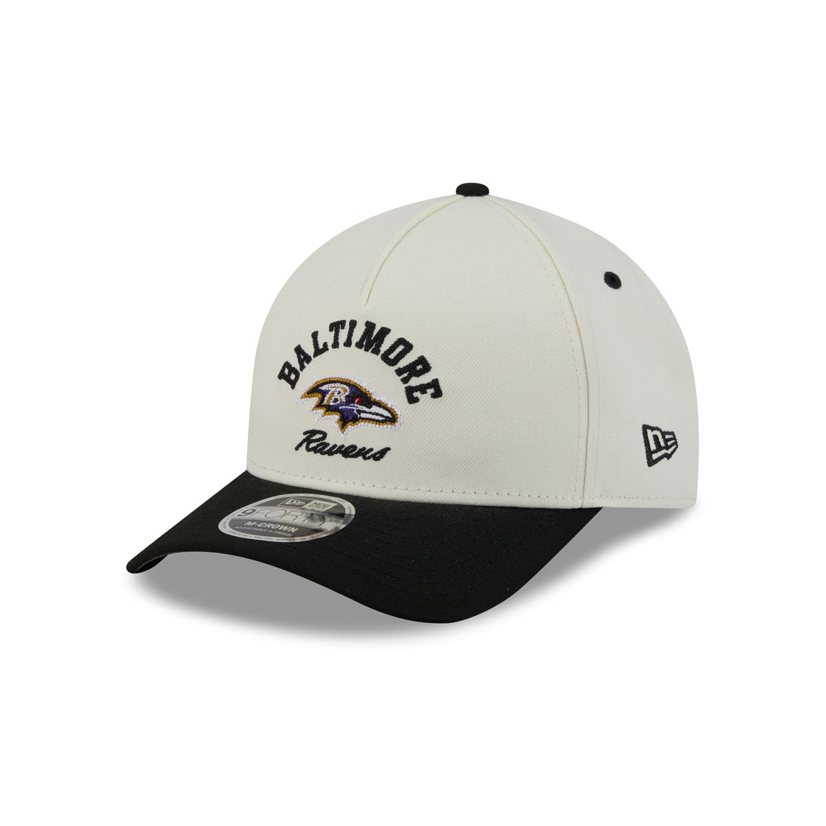 Baltimore Ravens Arched Graphic Chrome White 9FORTY M-Crown A-Frame Snapback Hat