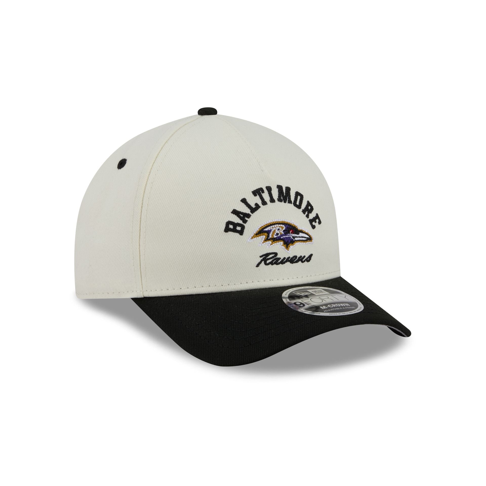 Baltimore Ravens Arched Graphic Chrome White 9FORTY M-Crown A-Frame Snapback Hat