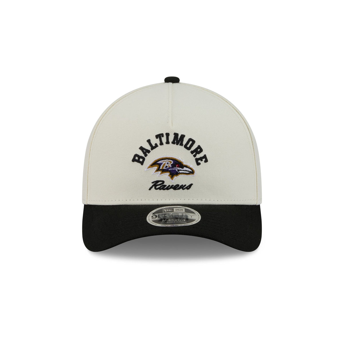 Baltimore Ravens Arched Graphic Chrome White 9FORTY M-Crown A-Frame Snapback Hat