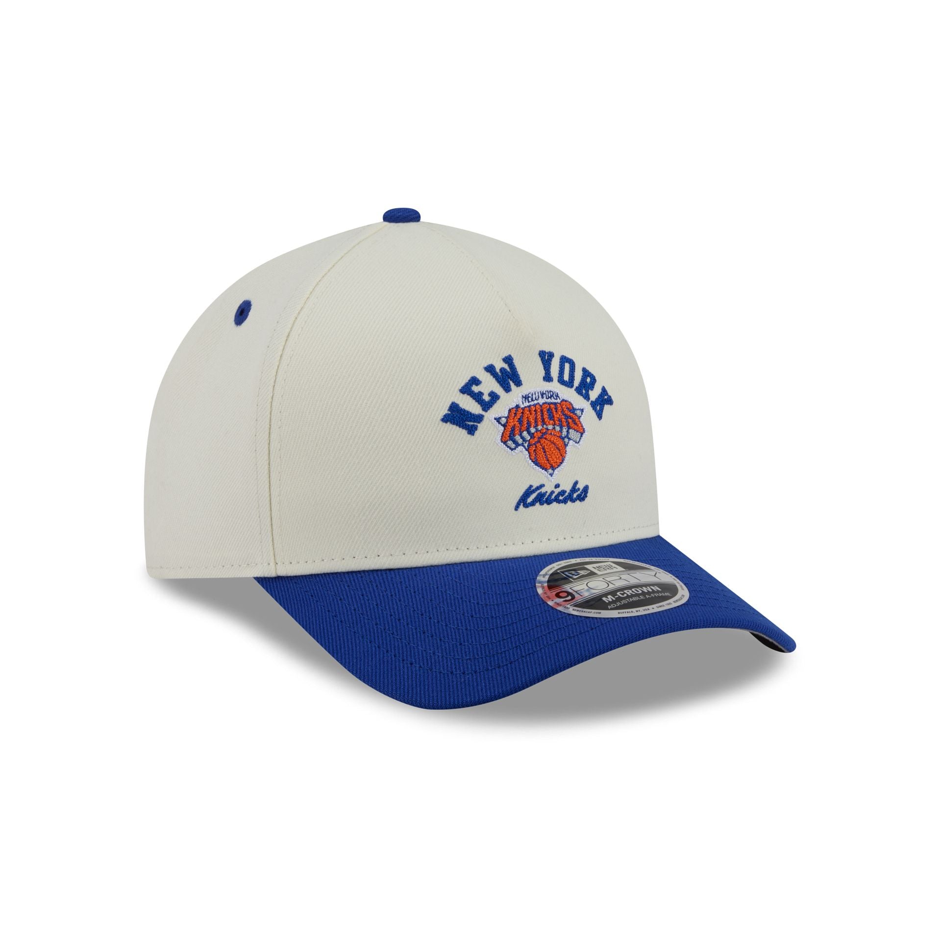 New York Knicks Arched Graphic Chrome White 9FORTY M-Crown A-Frame Snapback Hat