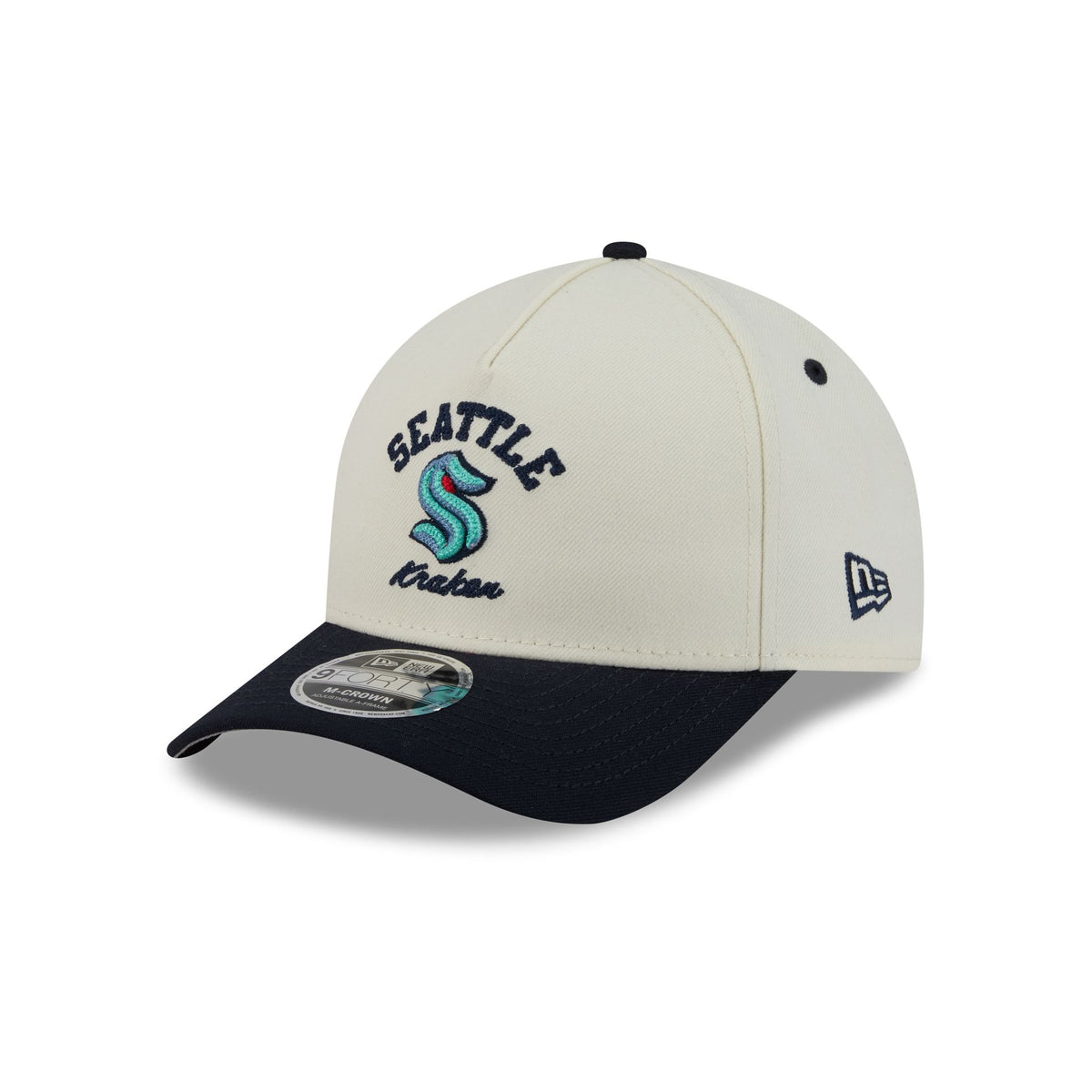 Seattle Kraken Arched Graphic Chrome White 9FORTY M-Crown A-Frame Snapback Hat