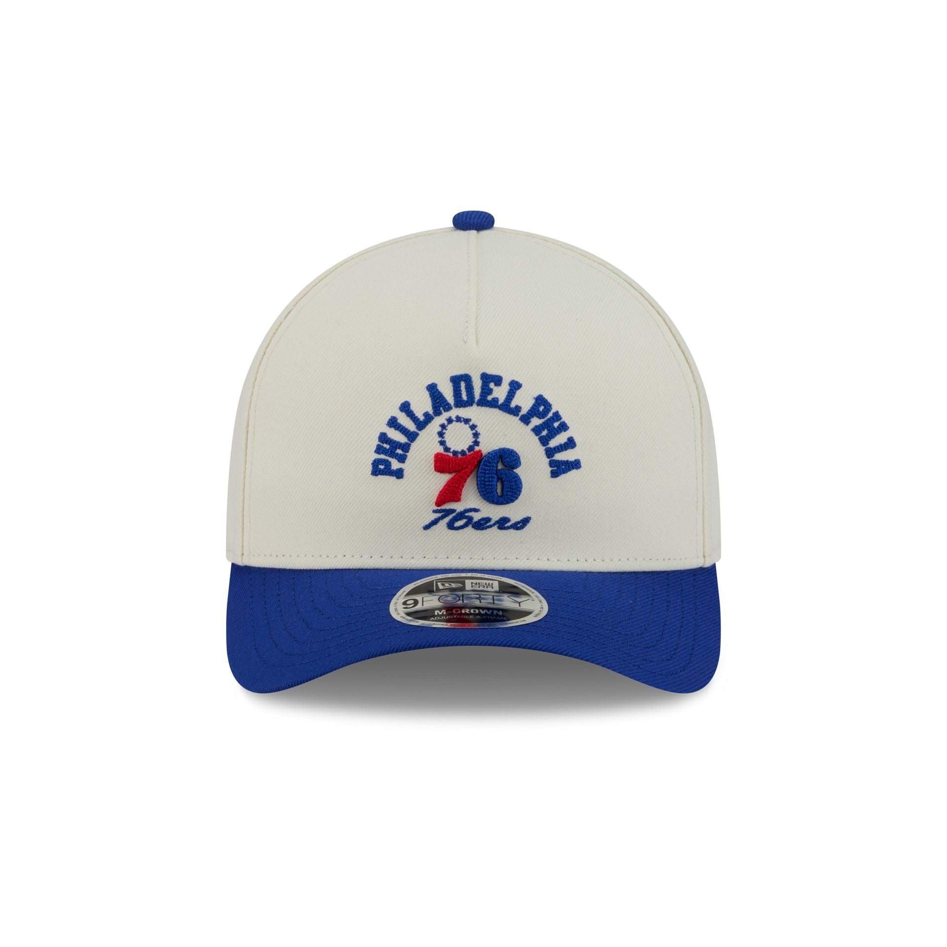Philadelphia 76ers Arched Graphic Chrome White 9FORTY M-Crown A-Frame Snapback Hat