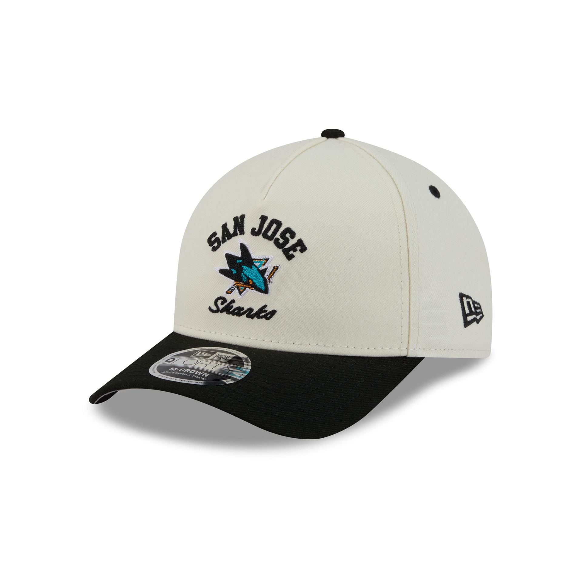 San Jose Sharks Arched Graphic Chrome White 9FORTY M-Crown A-Frame Snapback Hat