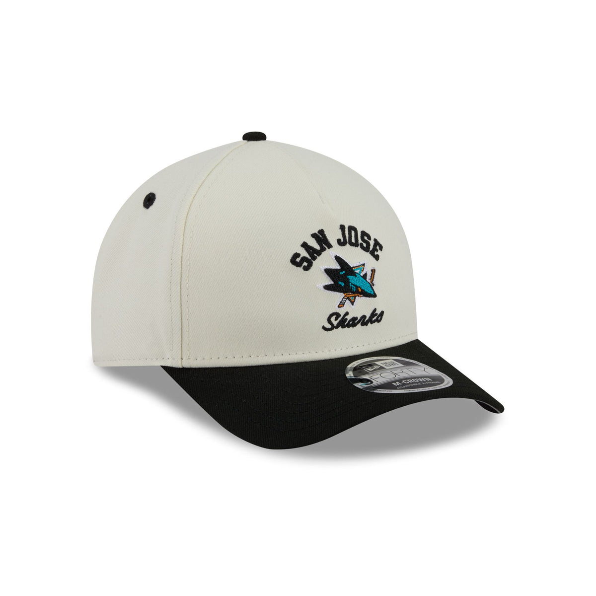 San Jose Sharks Arched Graphic Chrome White 9FORTY M-Crown A-Frame Snapback Hat